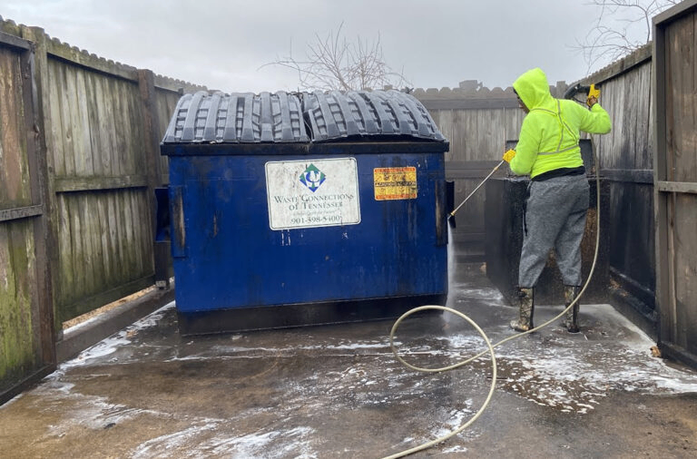 Commercial dumpster pressure washing service